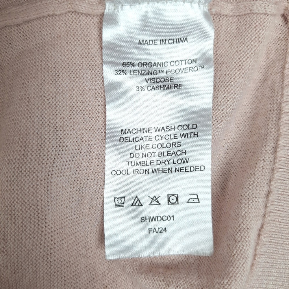 Quince Sweater Large Pink Organic Cotton Cashmere Blend Preppy Quiet Luxury - Picture 5 of 7
